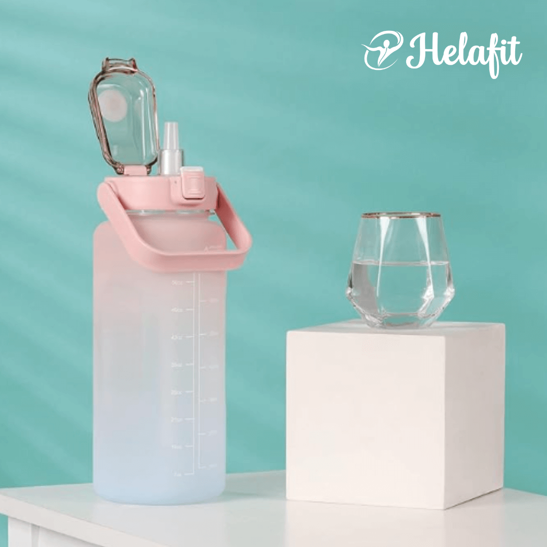 Helafit 64 oz Time Tracking Motivational Water Bottle.