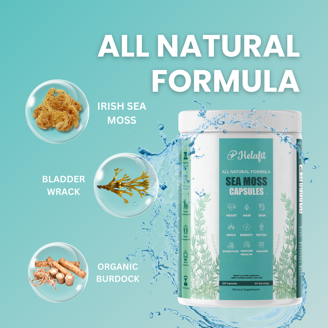 Helafit Sea Moss Capsules With Bladderwrack and Organic Burdock.